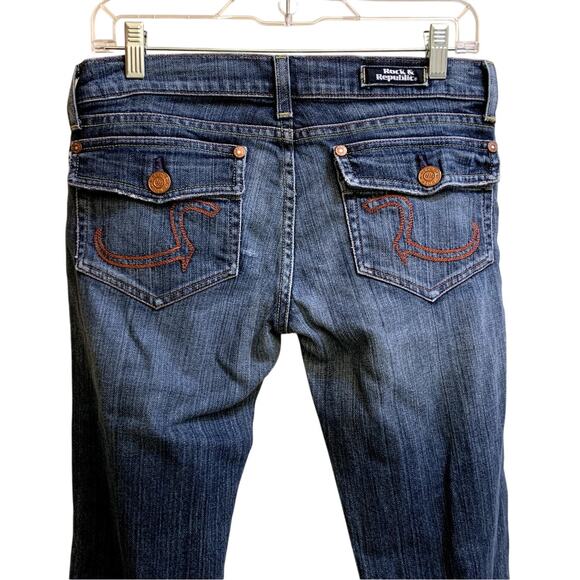 Rock & Republic Jeans Women Size 27 32x33 Blue Low Rise Wide Bottom Medium Wash - Picture 8 of 16